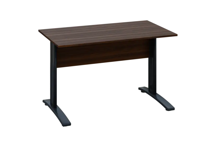 EPK 17 - 12 stůl kancelářský, kovová podnož černá, deska 18 mm, široký 1200 mm, ořech královský